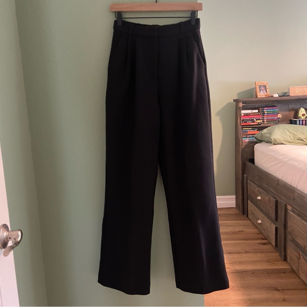 Abercrombie Curve Love A&F Sloane Tailored Wide Leg Pant ~ Black ~ Size 26/2 L